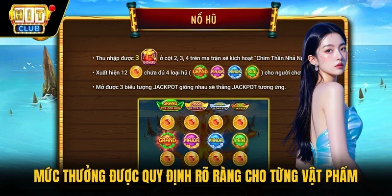 Mức thưởng được quy định rõ ràng cho từng vật phẩm  